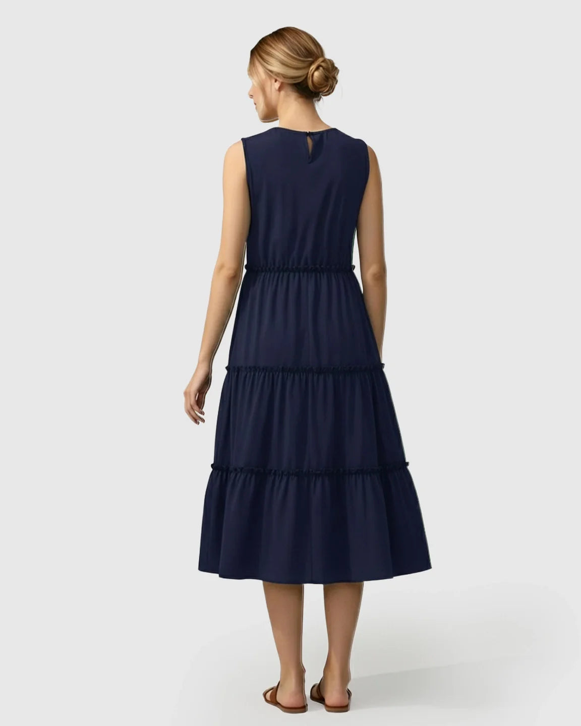 Bump Society – The Comfort Collection: Tiered Ruffle Skirt Casual Maternity Midi Dress