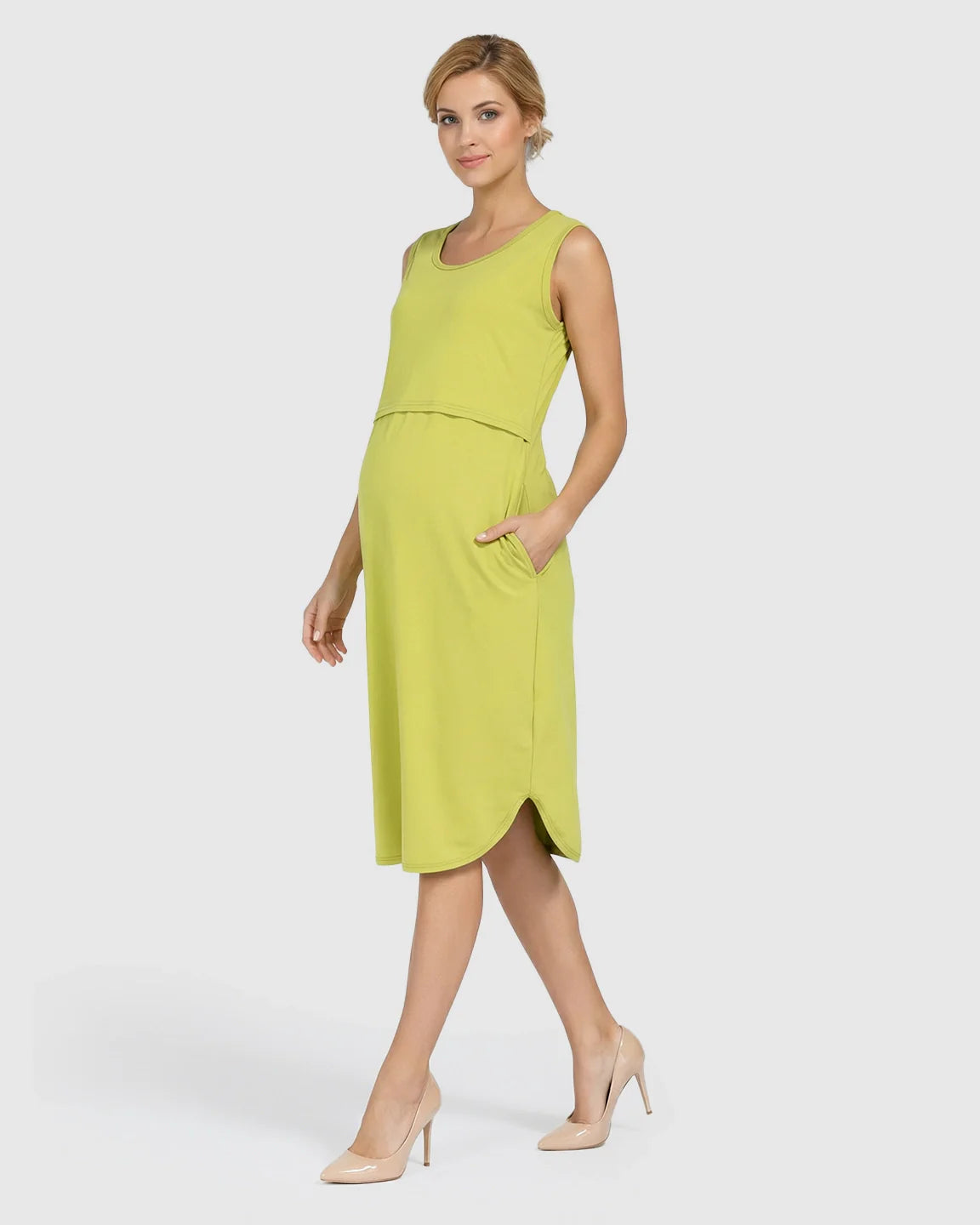 Bump Society – The Nursing Collection: Sleeveless High-Waisted Maternity & Nursing Dress