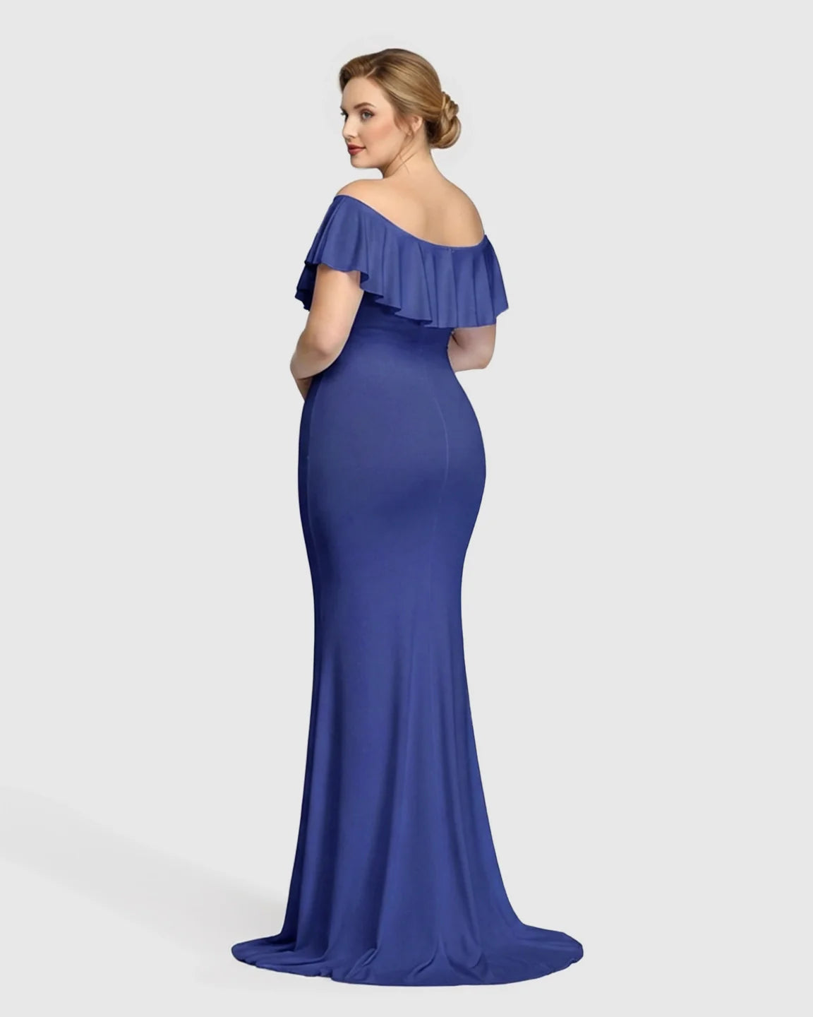 Bump Society – The Comfort Collection: Off-Shoulder Ruffled Bodycon Maternity Maxi Dress