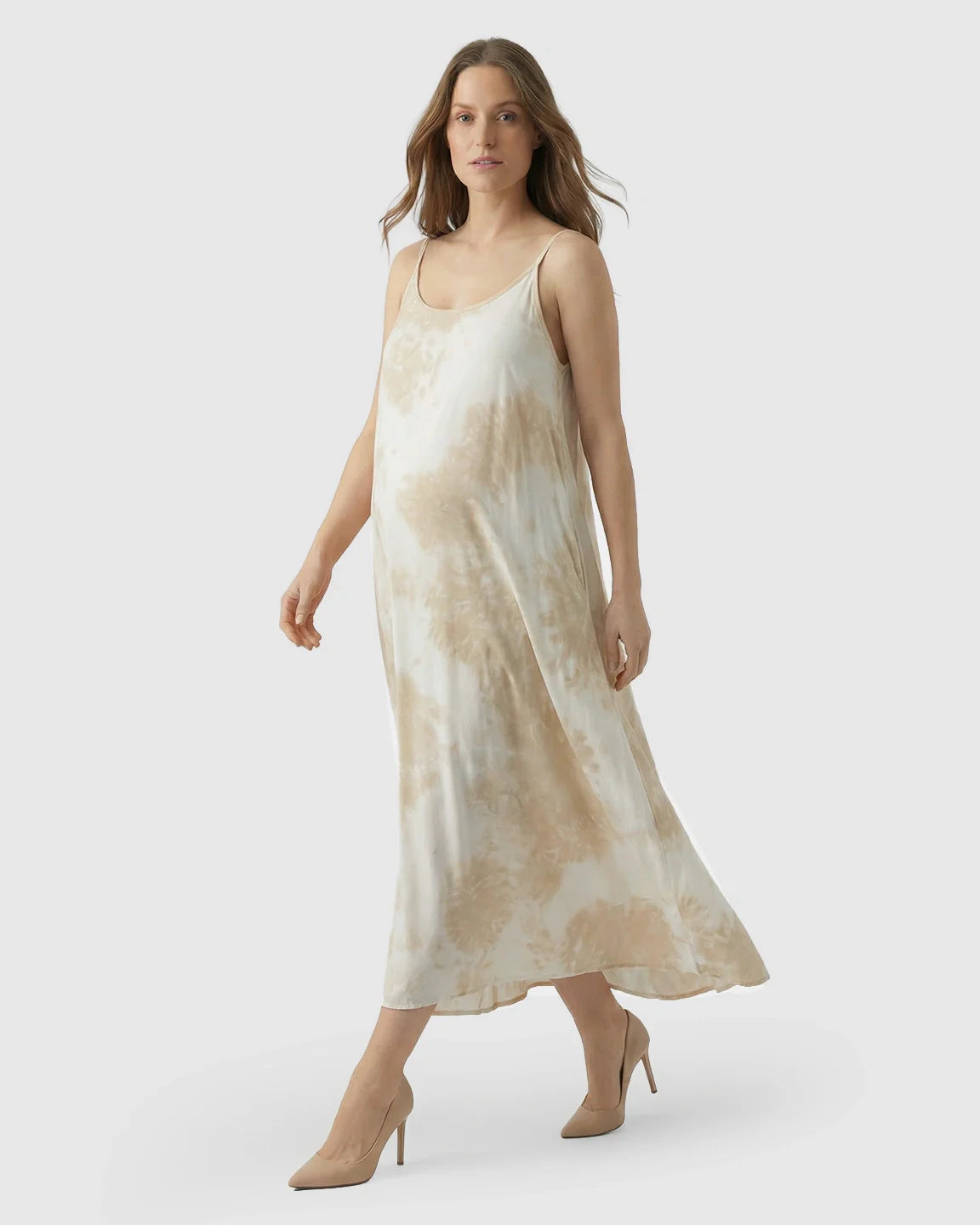 Bump Society – The Comfort Collection: Spaghetti Strap Tie-Dye Maternity Maxi Dress