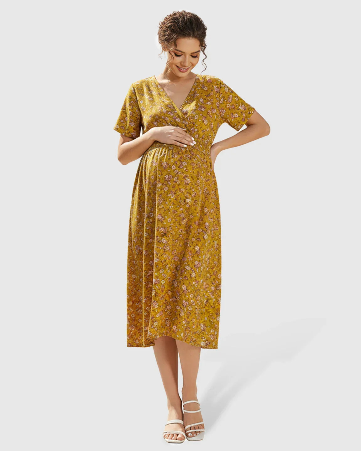 Bump Society – The Comfort Collection: Smocked-Waist A-Line Maternity Dress