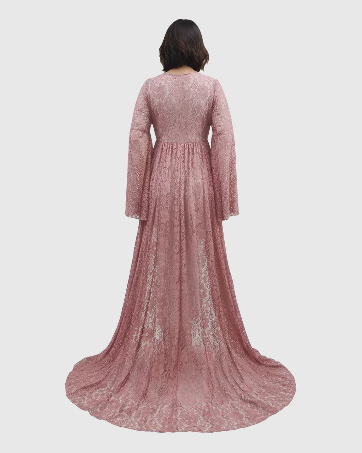 Bump Society – The Comfort Collection: Long Bell Sleeve See Through Maternity Gown