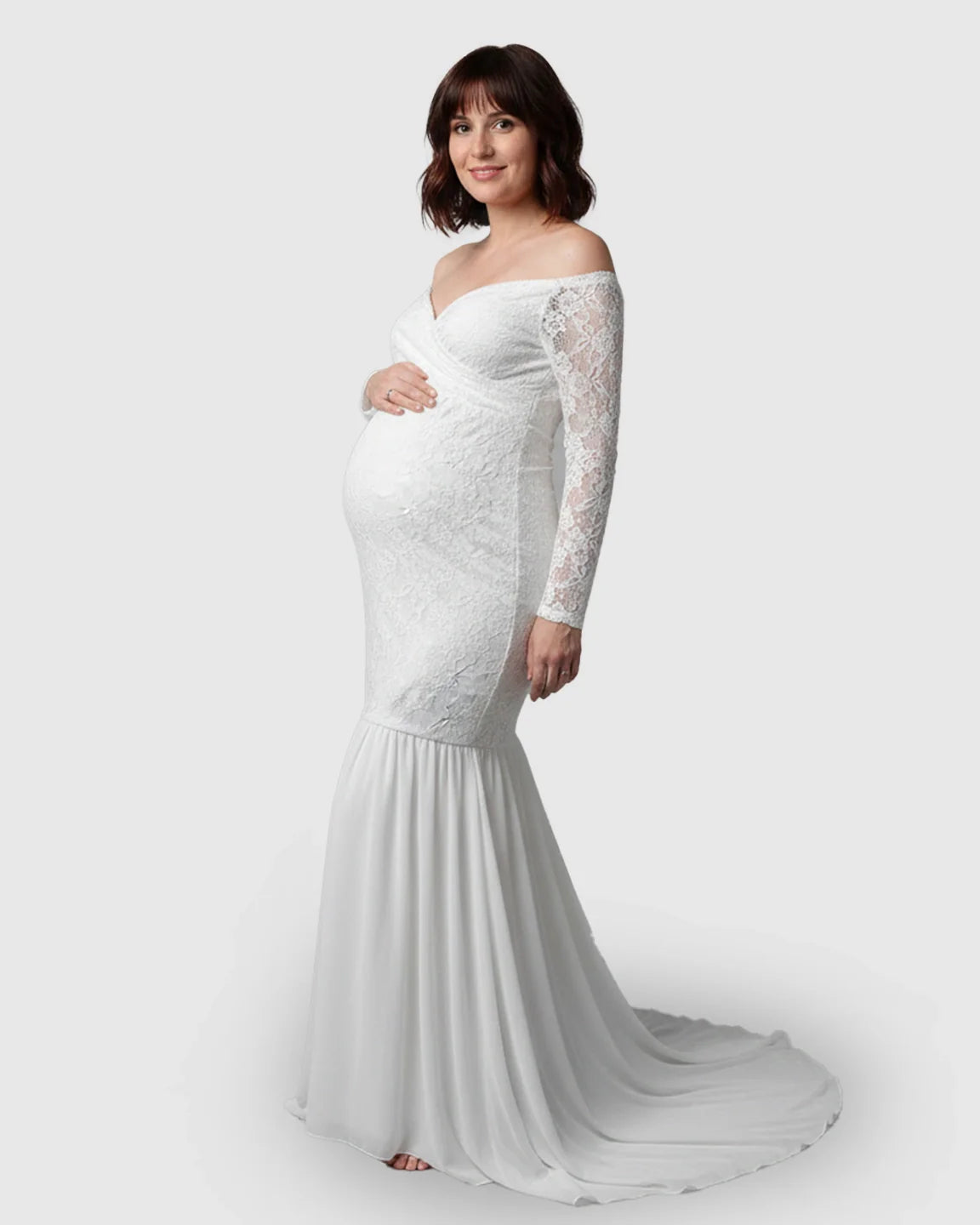 Bump Society – The Comfort Collection: Off Shoulder Wrap Maternity Photoshoot Gown