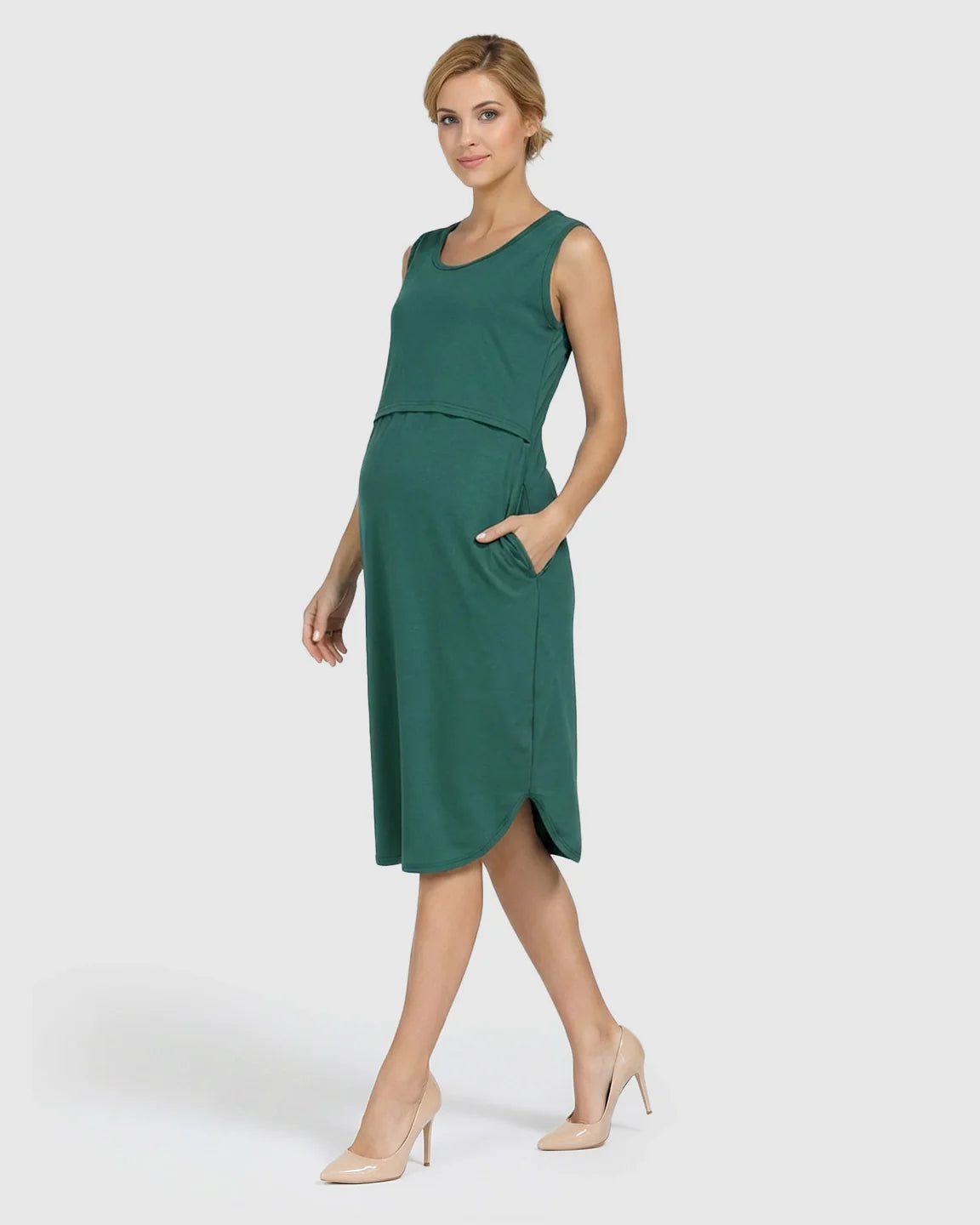 Bump Society – The Nursing Collection: Sleeveless High-Waisted Maternity & Nursing Dress