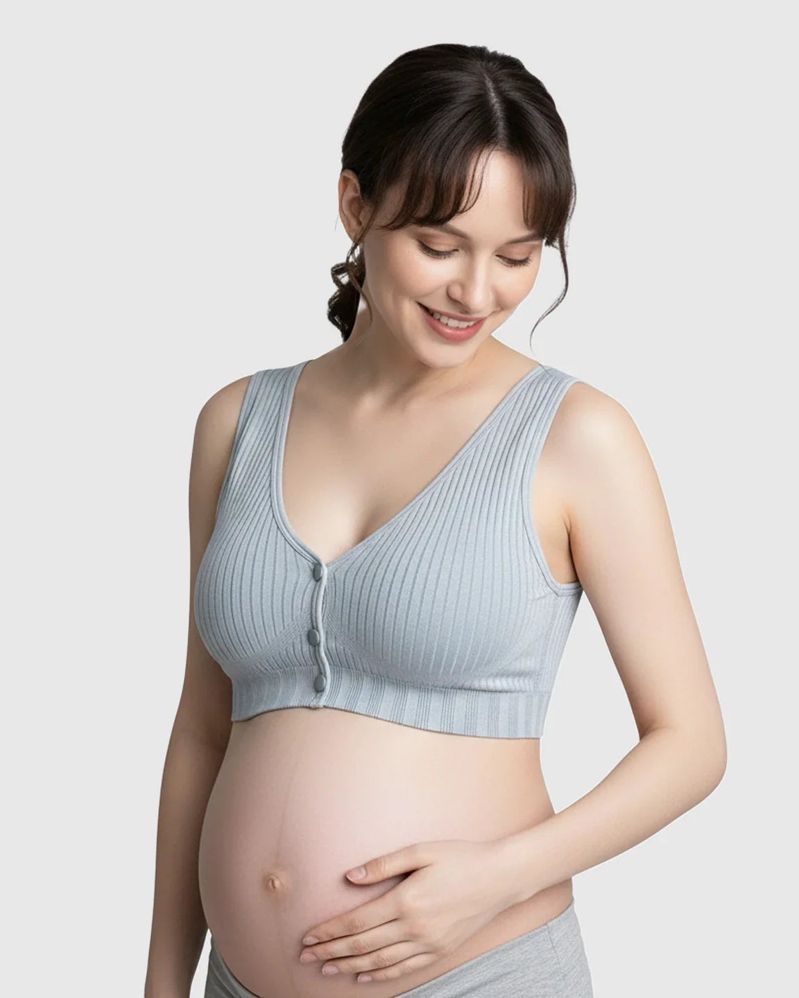 Bump Society – The Nursing Collection: Front-Button Ribbed Wireless Nursing Bra
