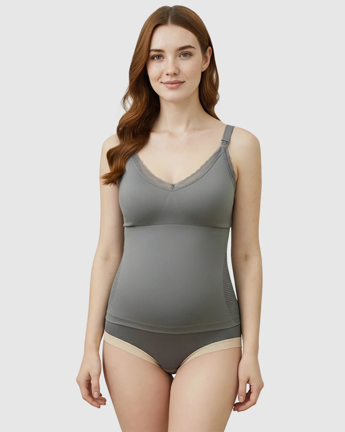 Bump Society – The Nursing Collection: Seamless Lace-Trim V-Neck Nursing Cami