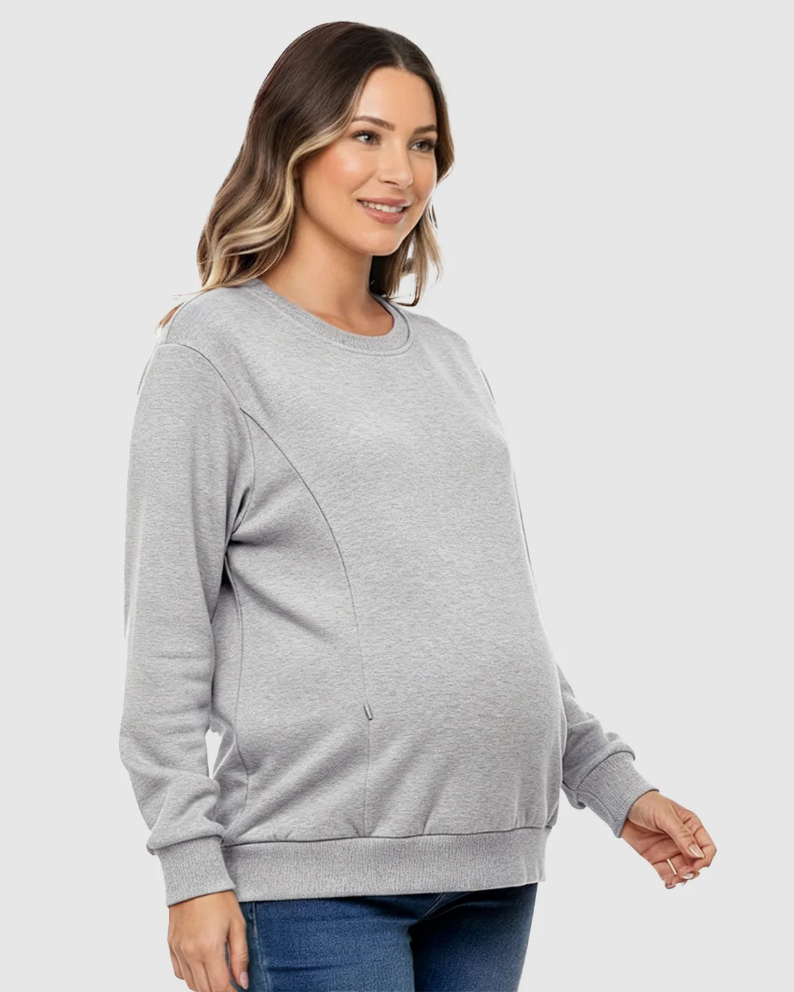 The Nursing Collection: Waffle-Knit Cozy Fit Maternity Nursing Sweatshirt