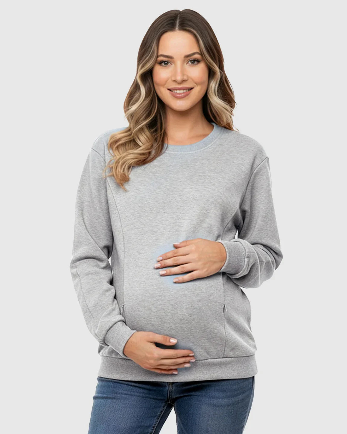 The Nursing Collection: Waffle-Knit Cozy Fit Maternity Nursing Sweatshirt