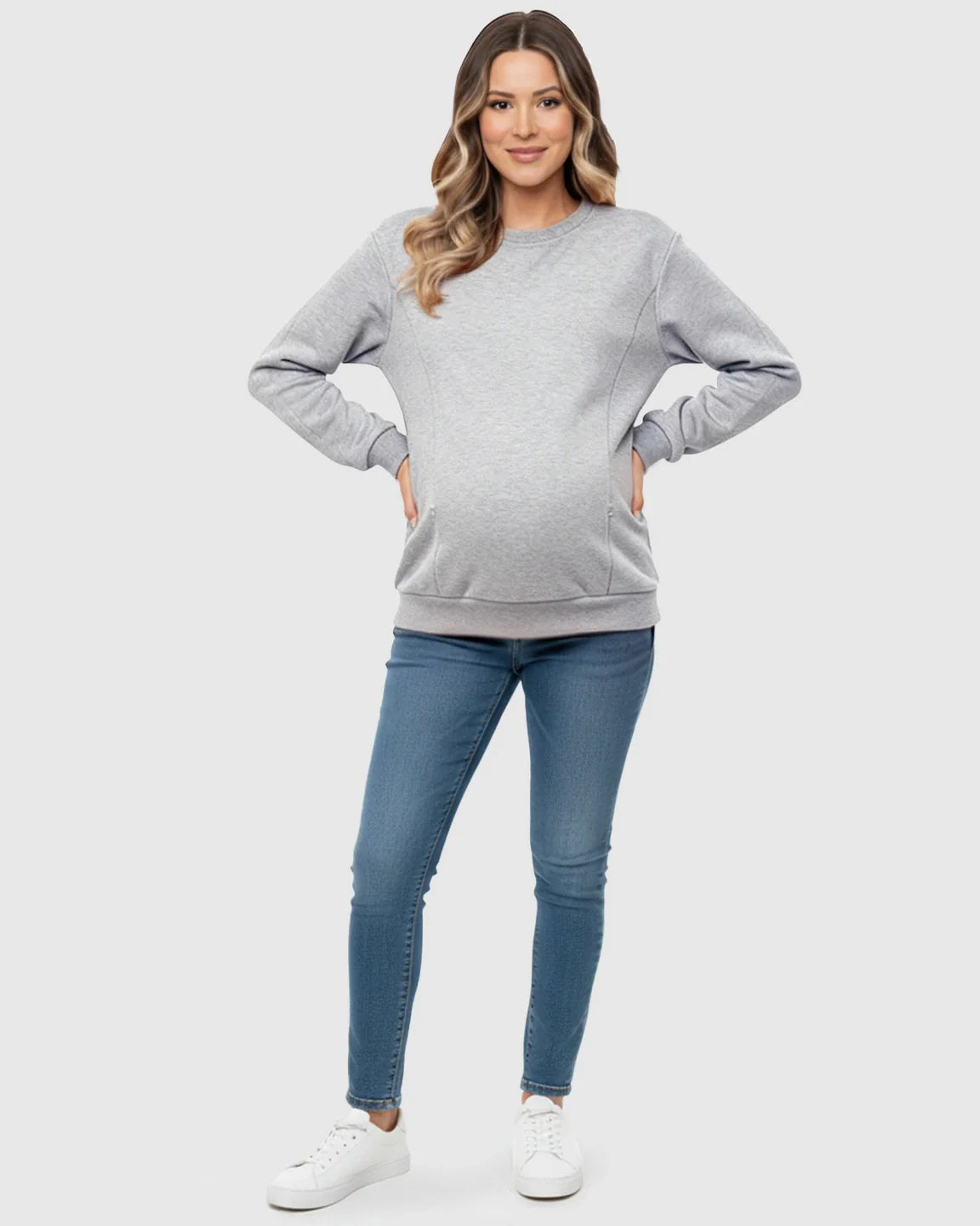 The Nursing Collection: Waffle-Knit Cozy Fit Maternity Nursing Sweatshirt