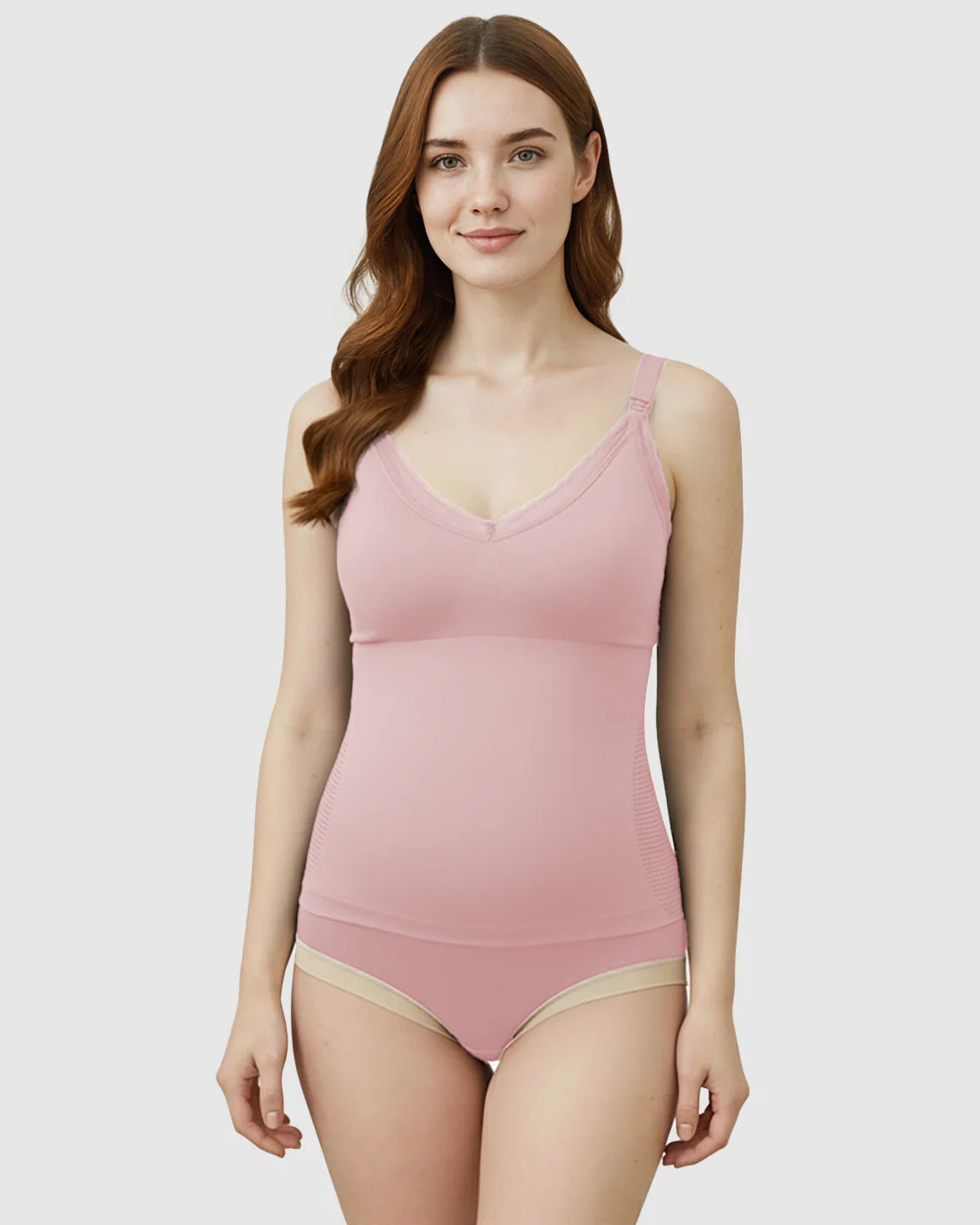 Bump Society – The Nursing Collection: Seamless Lace-Trim V-Neck Nursing Cami