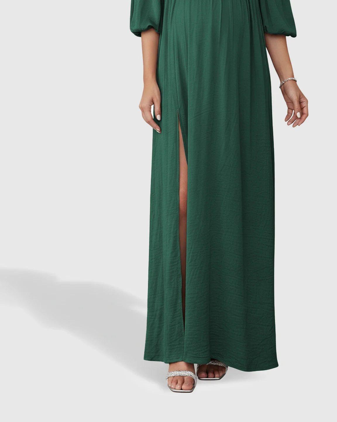 Bump Society – The Comfort Collection: Off-Shoulder Elegant Maternity Maxi Dress