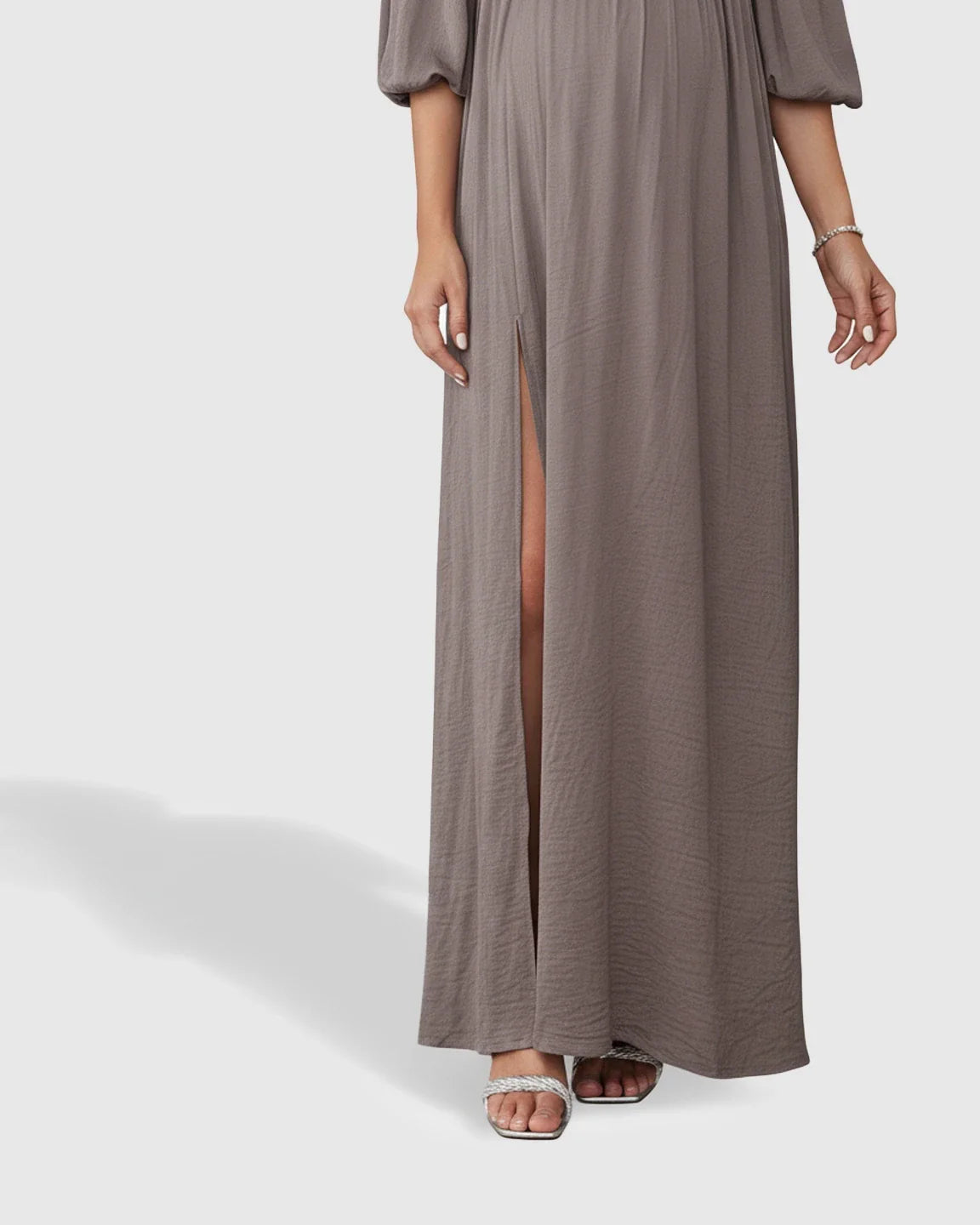 Bump Society – The Comfort Collection: Off-Shoulder Elegant Maternity Maxi Dress