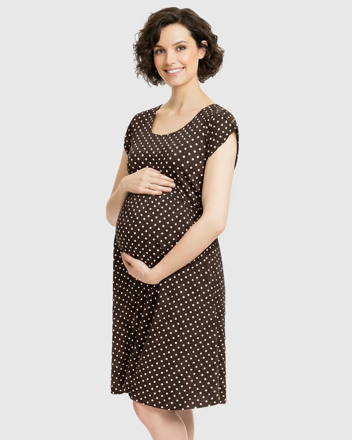 Bump Society – The Nursing Collection: Easy Nursing Access Polka Dot Maternity Dress