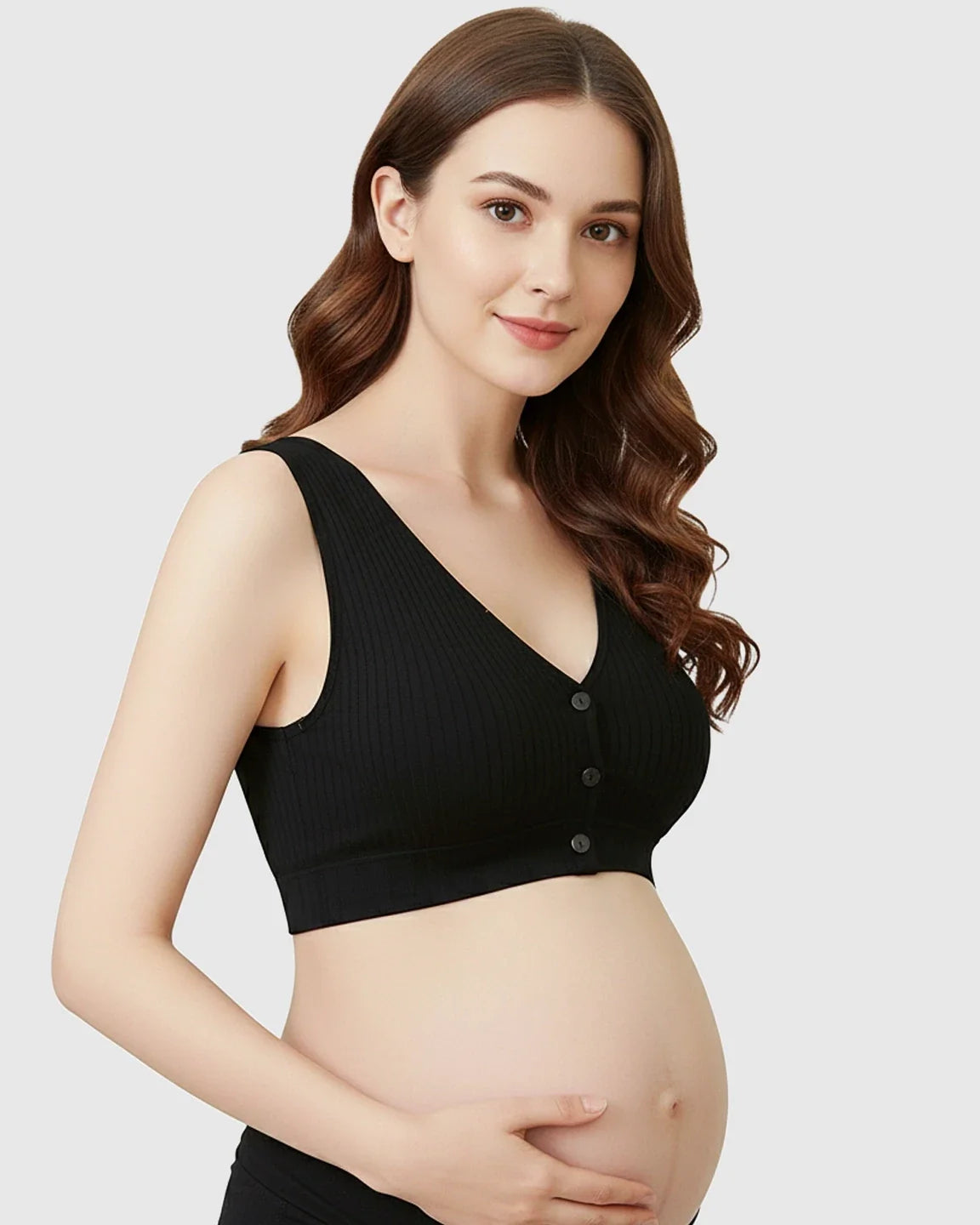 Bump Society – The Nursing Collection: Front-Button Ribbed Wireless Nursing Bra