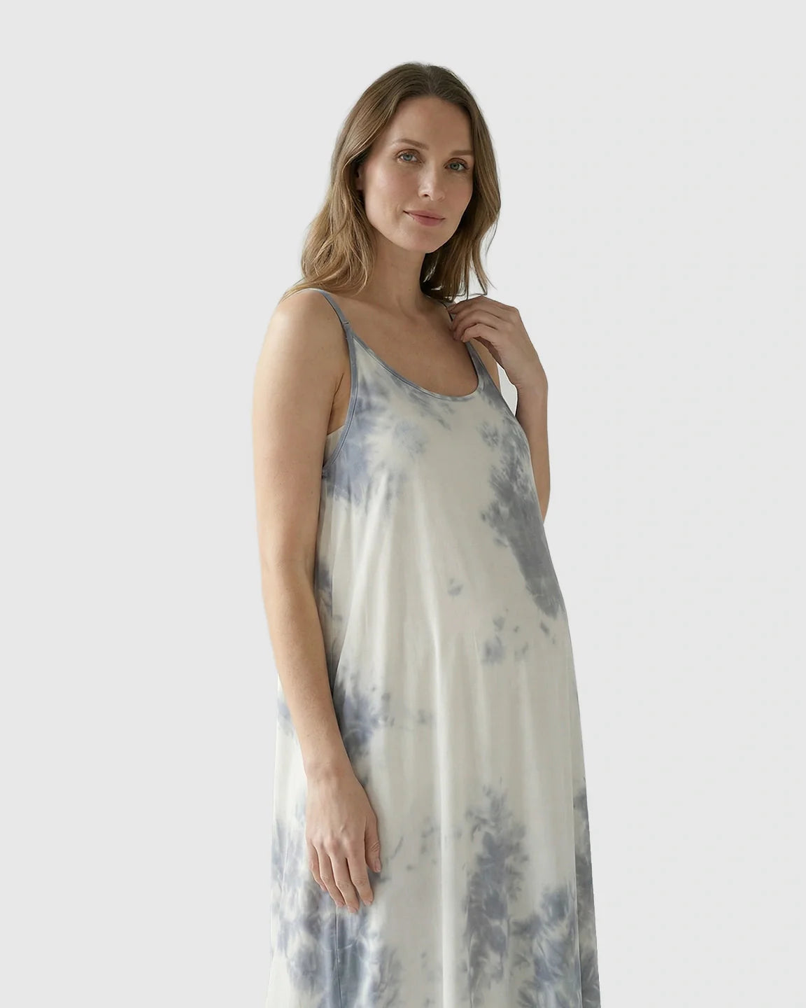 Bump Society – The Comfort Collection: Spaghetti Strap Tie-Dye Maternity Maxi Dress