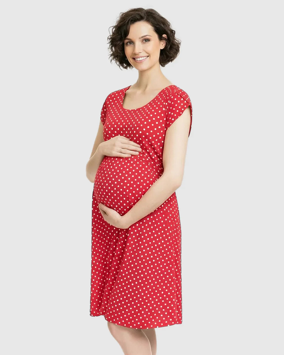 Bump Society – The Nursing Collection: Easy Nursing Access Polka Dot Maternity Dress
