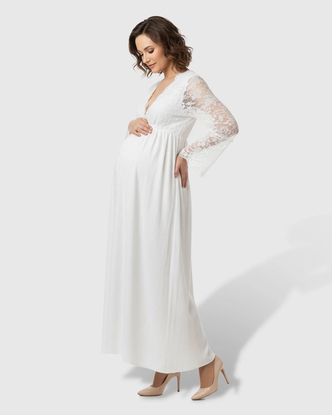 The Comfort Collection: Long-Sleeve Elegant Maternity Maxi Dress