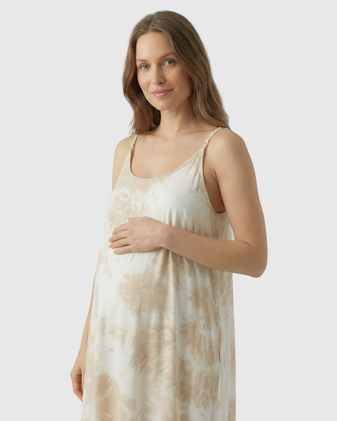 Bump Society – The Comfort Collection: Spaghetti Strap Tie-Dye Maternity Maxi Dress
