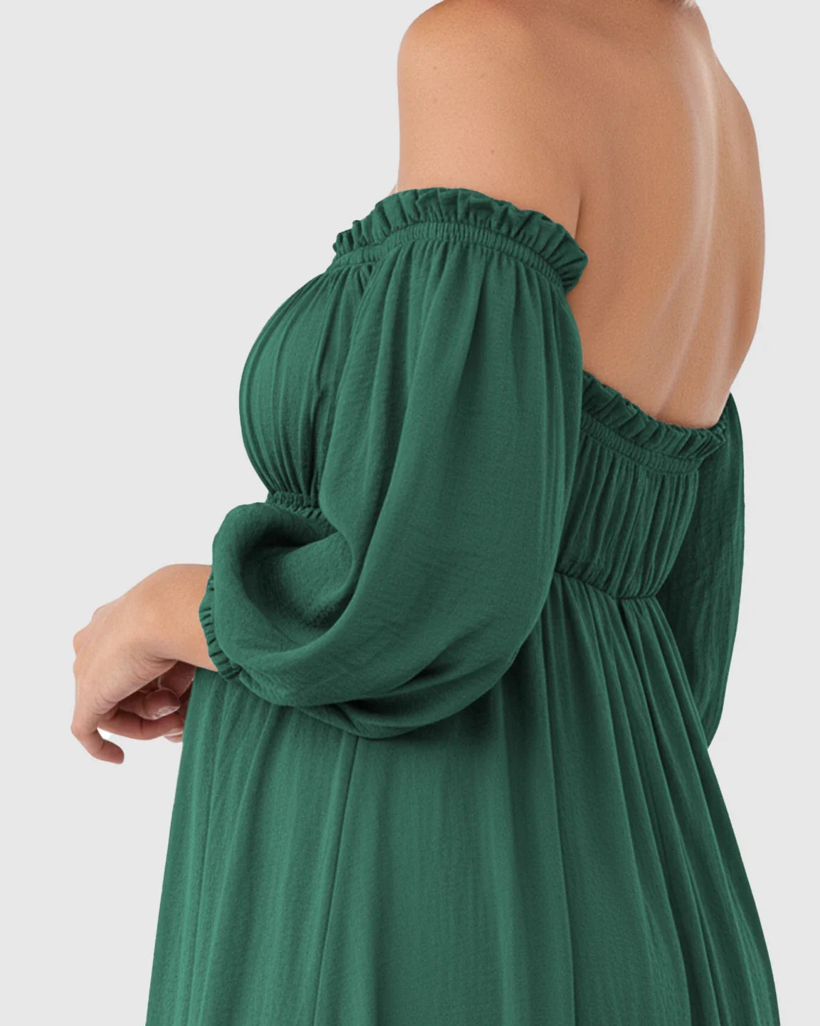 Bump Society – The Comfort Collection: Off-Shoulder Elegant Maternity Maxi Dress