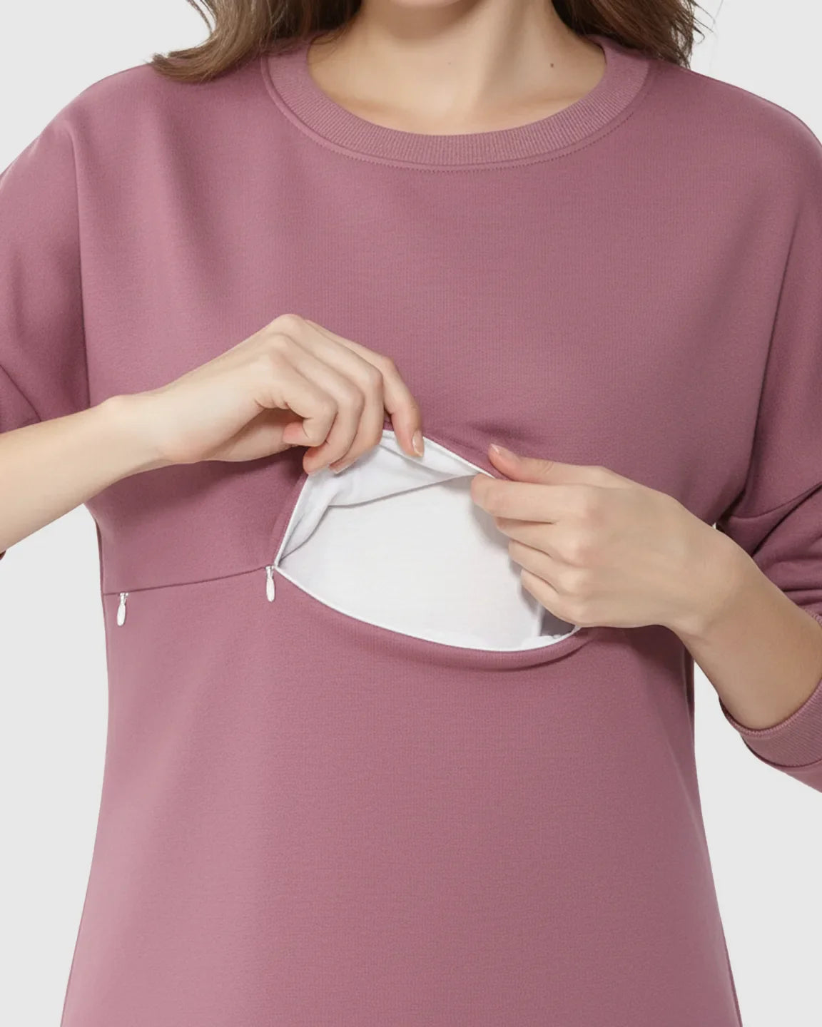 Bump Society – The Nursing Collection: Long-Sleeve Zipper Opening Maternity Nursing Top