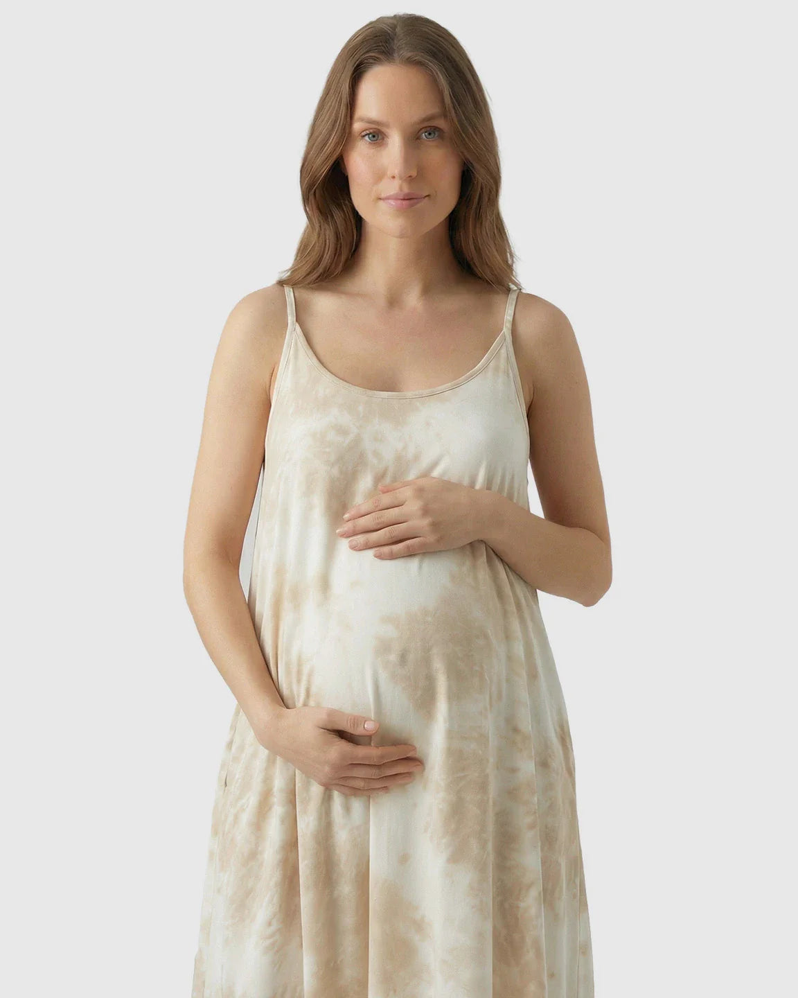 Bump Society – The Comfort Collection: Spaghetti Strap Tie-Dye Maternity Maxi Dress