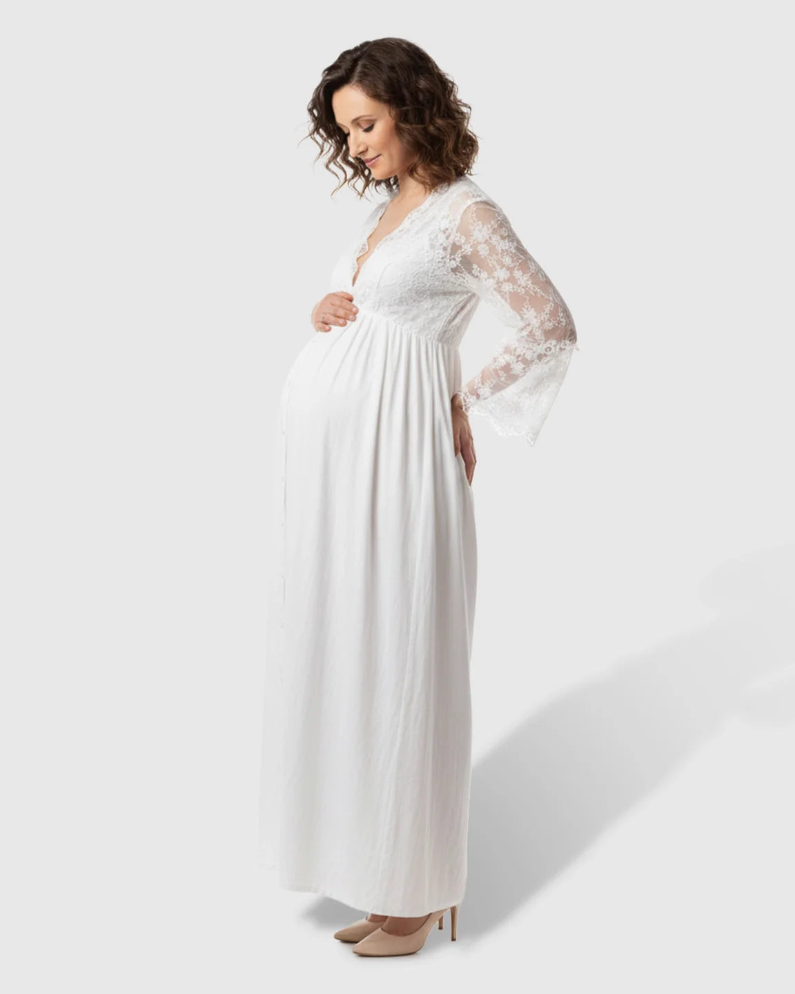 The Comfort Collection: Long-Sleeve Elegant Maternity Maxi Dress