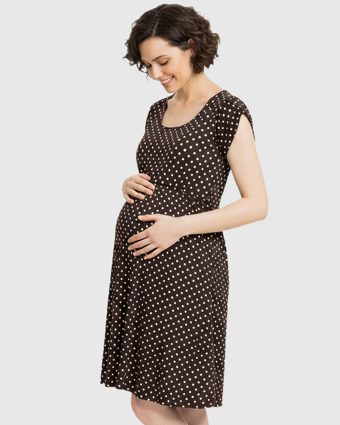 Bump Society – The Nursing Collection: Easy Nursing Access Polka Dot Maternity Dress