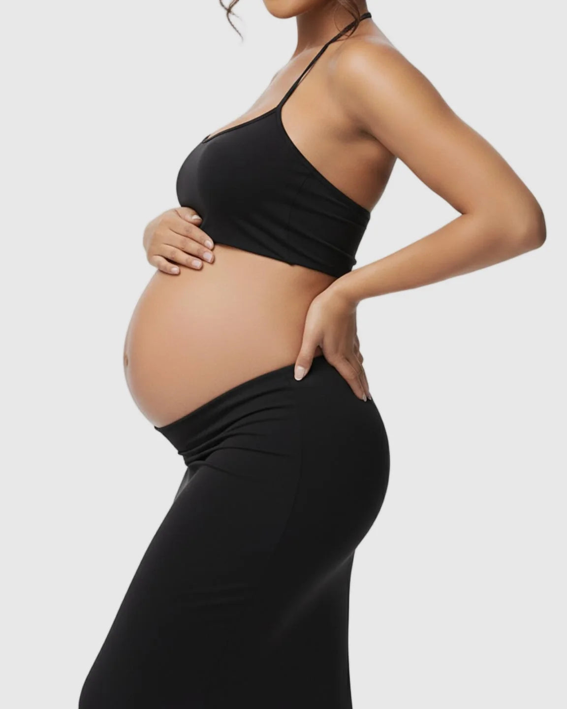 Bump Society – The Comfort Collection: Butt-Lifting Halter Neck Bodycon Maternity Photoshoot Gown