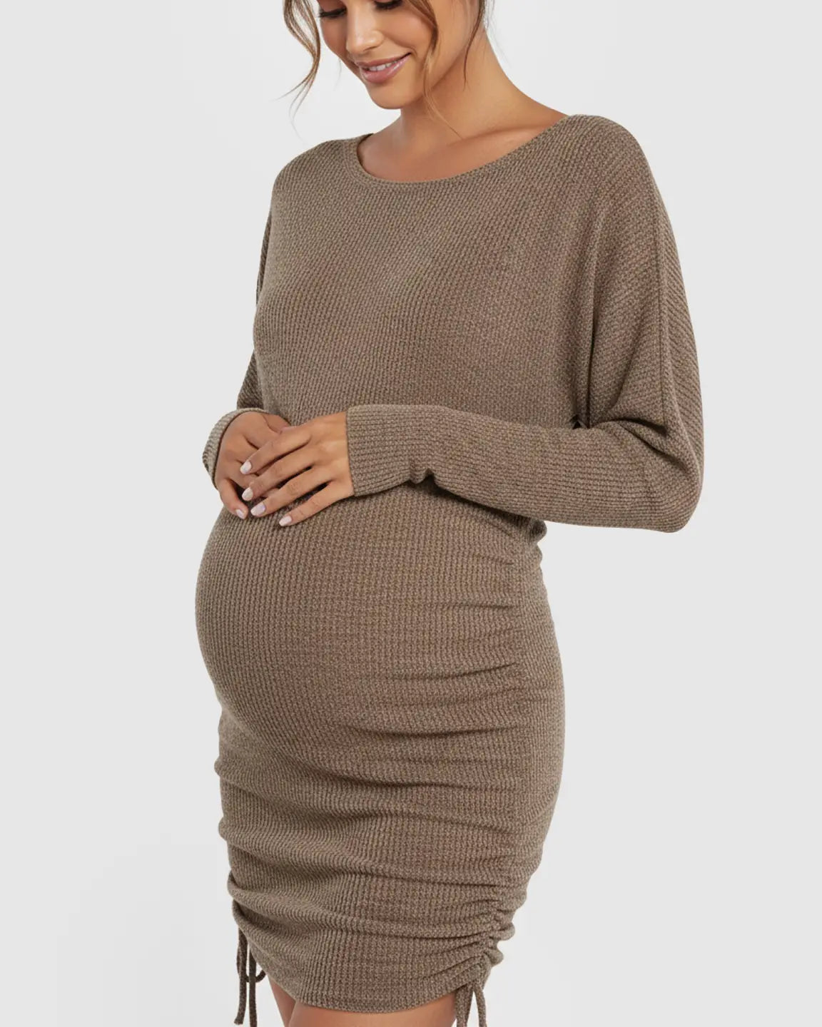 Bump Society – The Comfort Collection: Drawstring Knit Short Bodycon Maternity Dress
