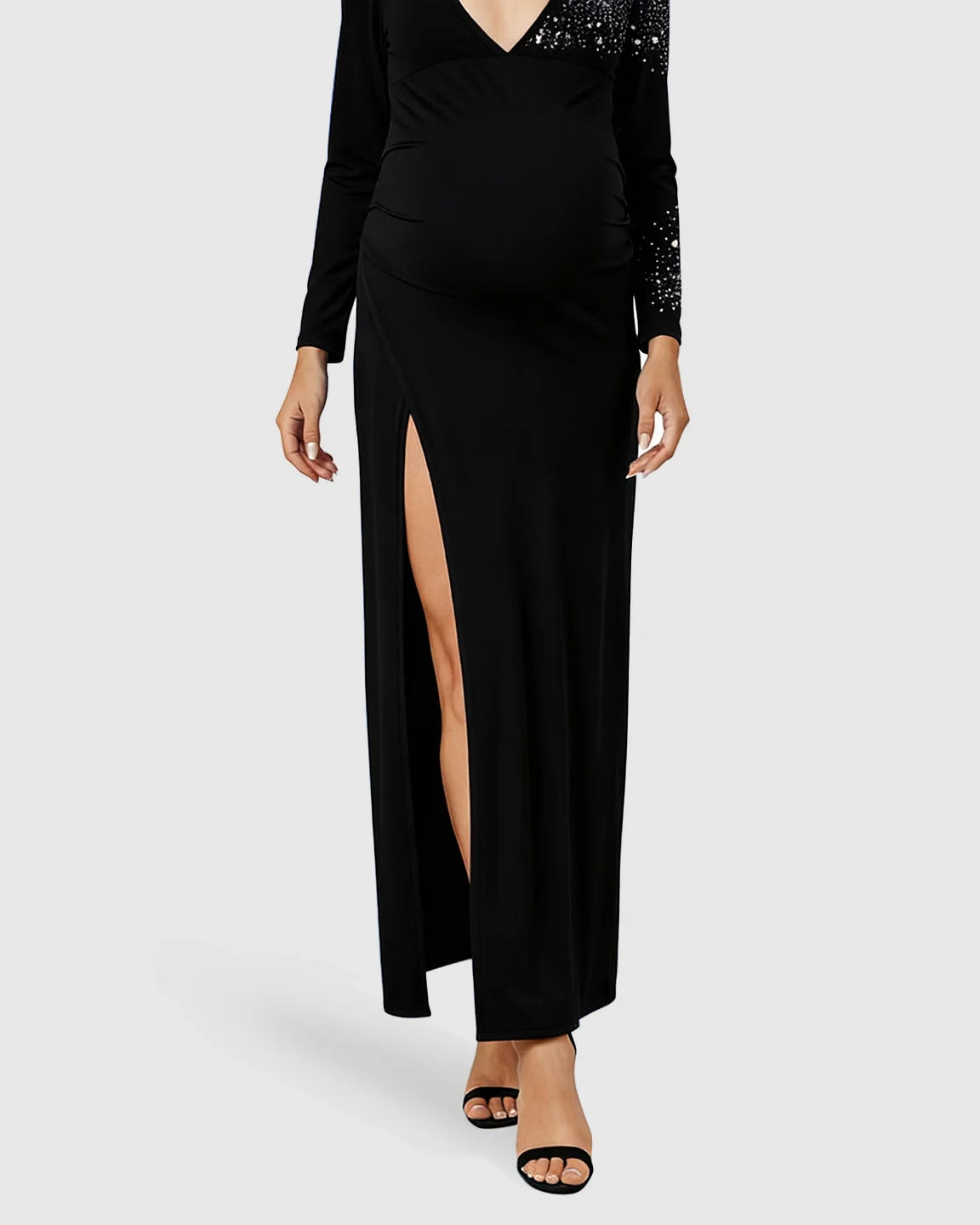 Bump Society – The Comfort Collection: Long-Sleeve Bodycon Maternity Maxi Dress