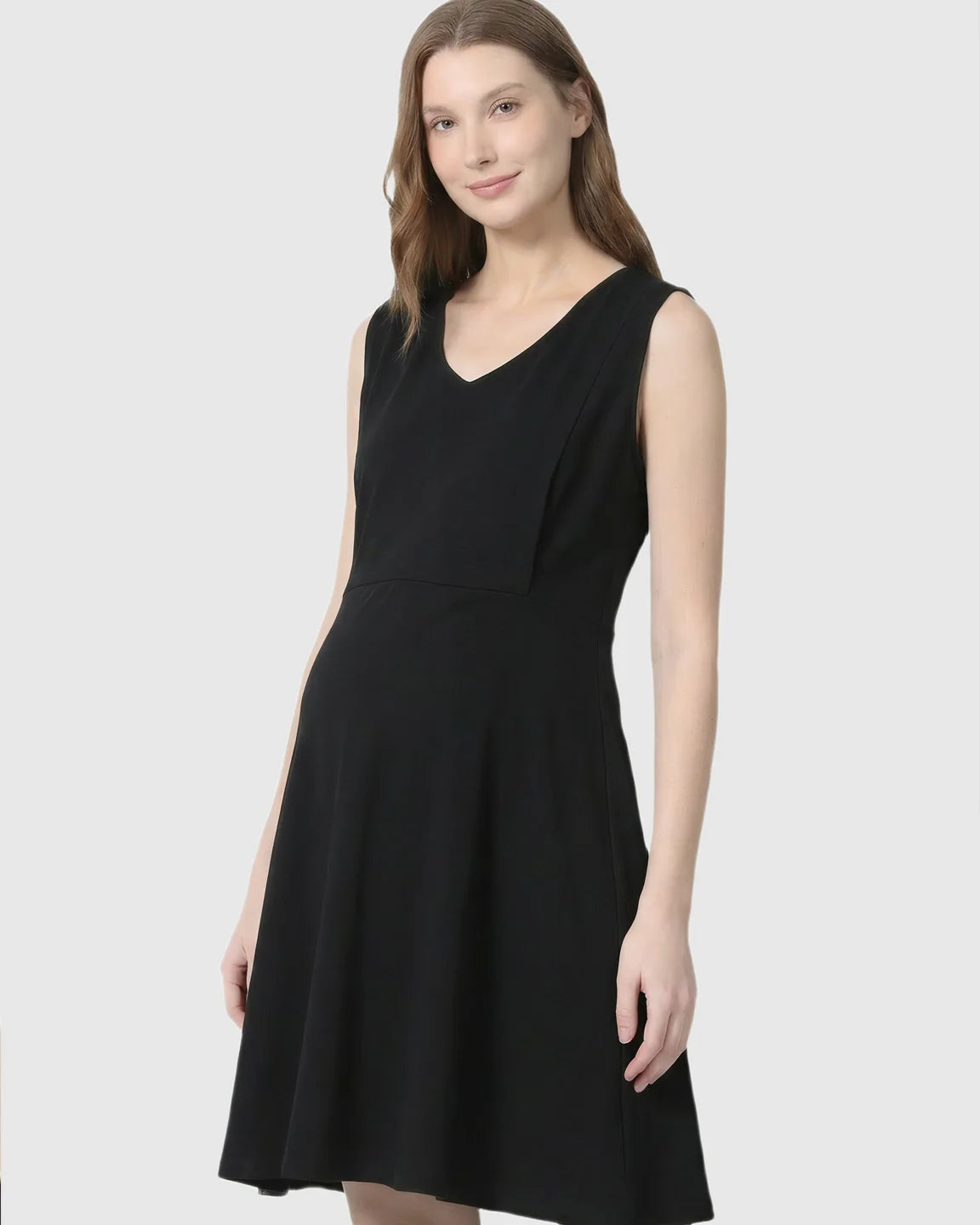 Bump Society – The Nursing Collection: Zip-Up Nursing Access Minimalist Maternity Mini Dress
