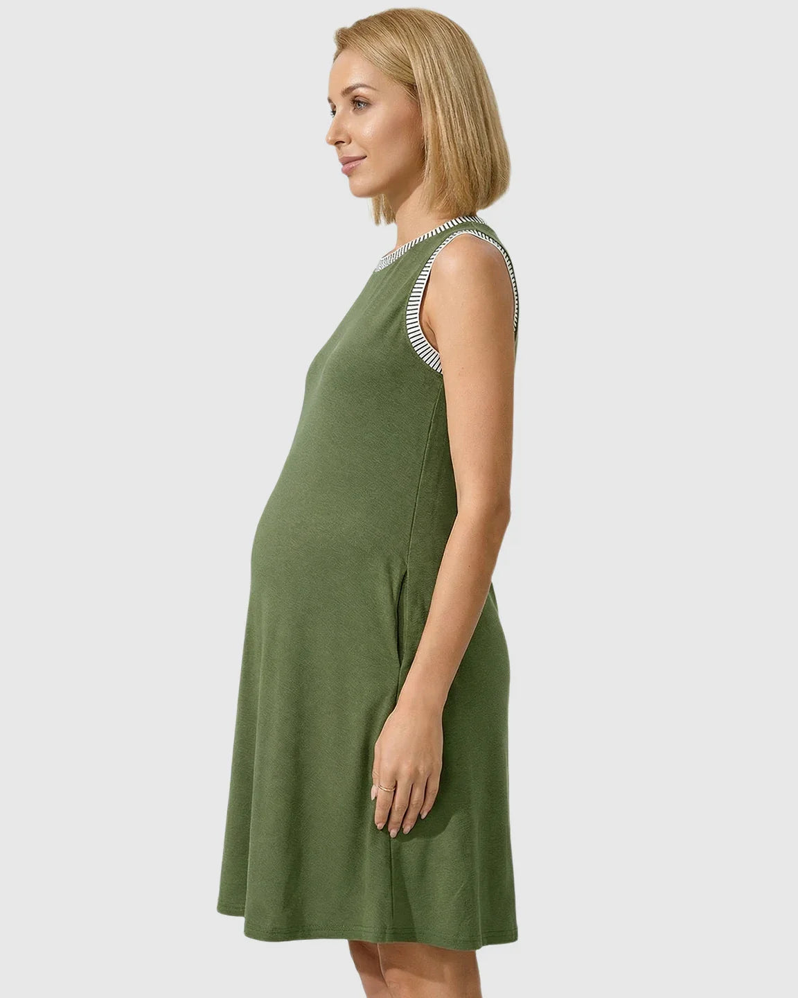 Bump Society – The Comfort Collection: Sleeveless Mid-Waist Umbrella Skirt Maternity Dress
