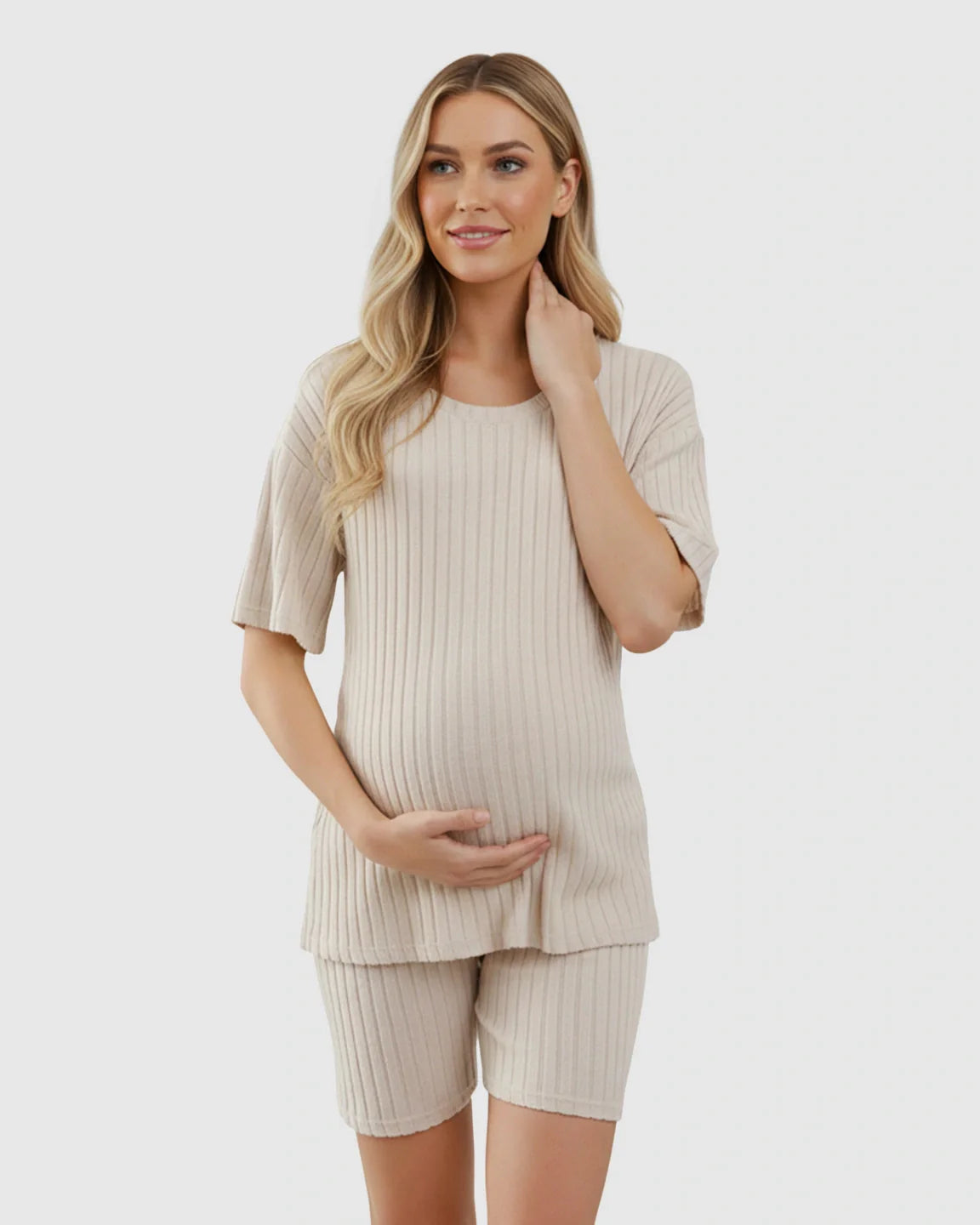 Bump Society – The Comfort Collection: Ribbed Soft Knit Relaxed Maternity Lounge Set