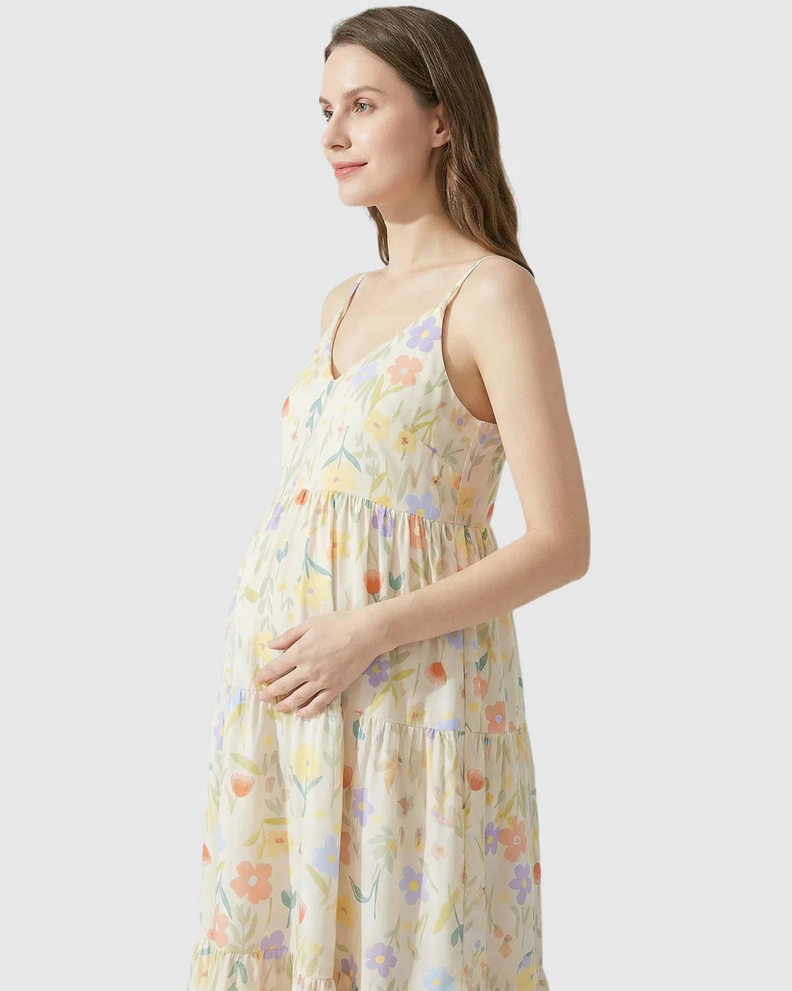 Bump Society – The Comfort Collection: Sleeveless Colorful Flowers Print Maternity Nightdress