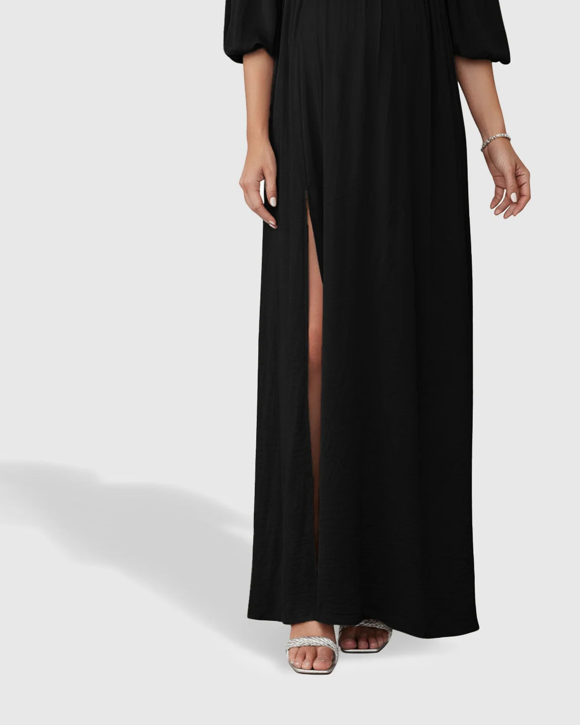 Bump Society – The Comfort Collection: Off-Shoulder Elegant Maternity Maxi Dress