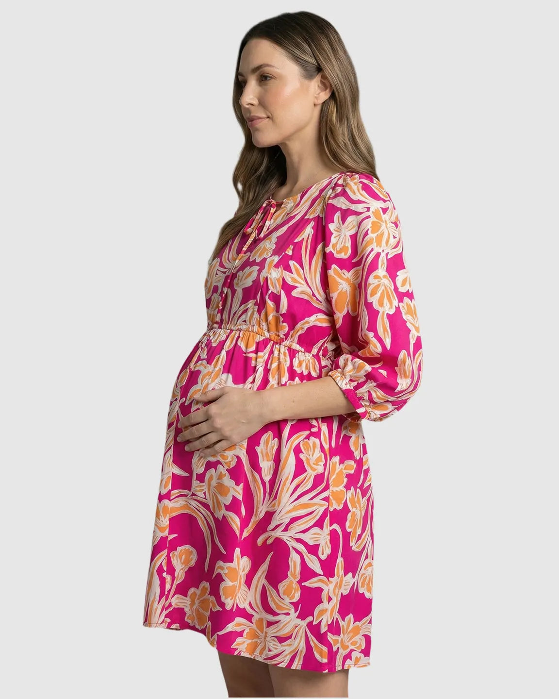 Bump Society – The Comfort Collection: Lantern Sleeve Loose Fit Maternity Mini Dress
