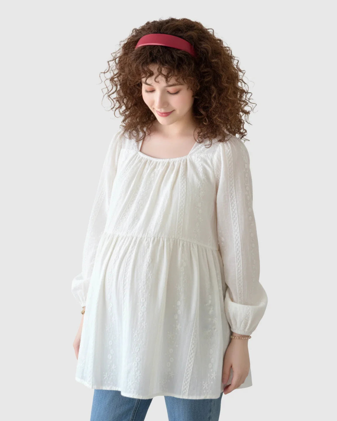 Bump Society – The Comfort Collection: Embroidered Texture Korean Style Maternity Tunic Top