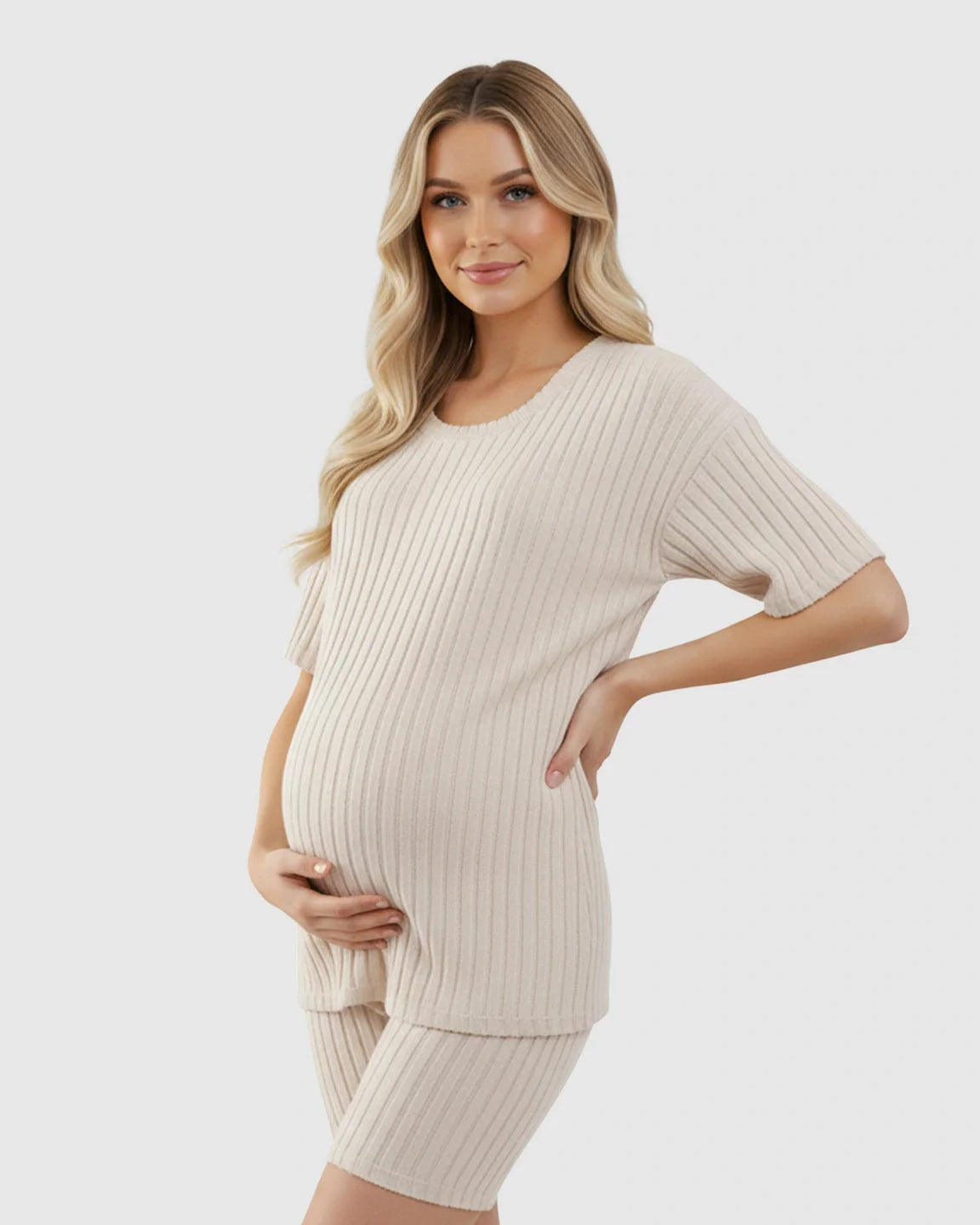 Bump Society – The Comfort Collection: Ribbed Soft Knit Relaxed Maternity Lounge Set