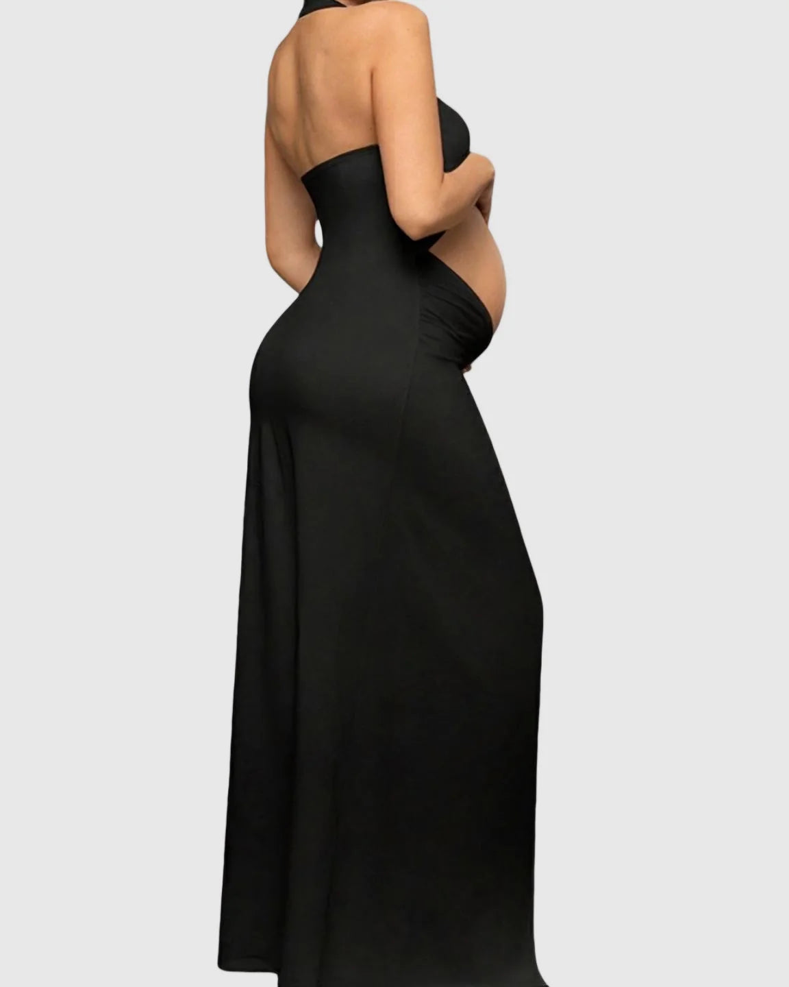 Bump Society – The Comfort Collection: Halter Neck Slim Fit Bodycon Maternity Photoshoot Dress