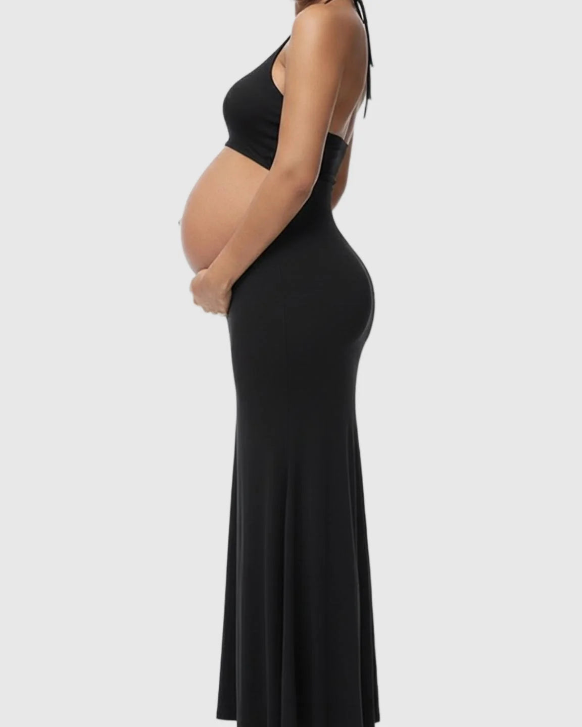 Bump Society – The Comfort Collection: Butt-Lifting Halter Neck Bodycon Maternity Photoshoot Gown