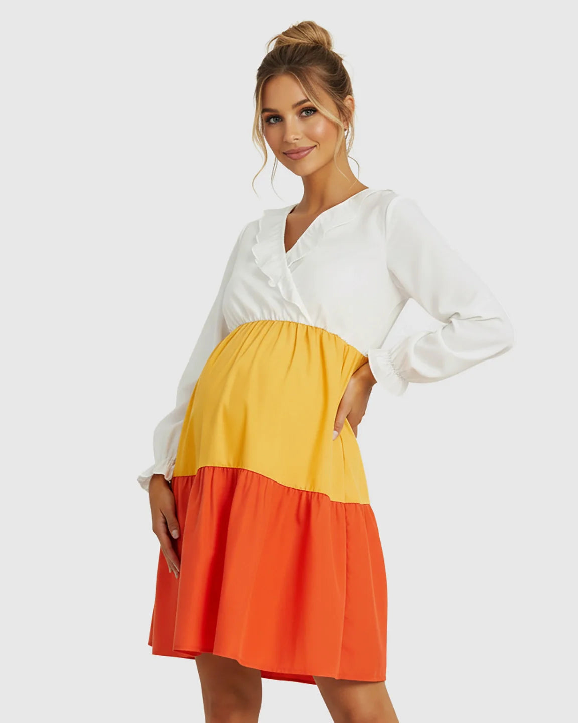 Bump Society – The Nursing Collection: Color-Block V-Neck Nursing & Maternity Dress