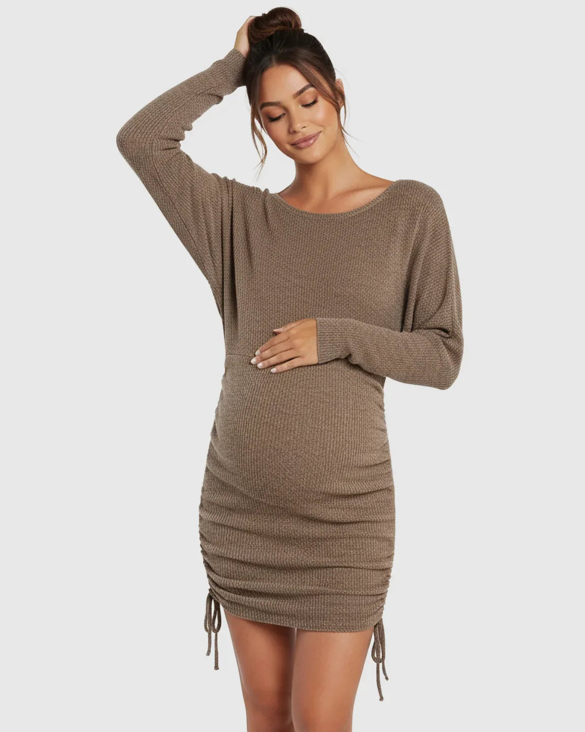 Bump Society – The Comfort Collection: Drawstring Knit Short Bodycon Maternity Dress