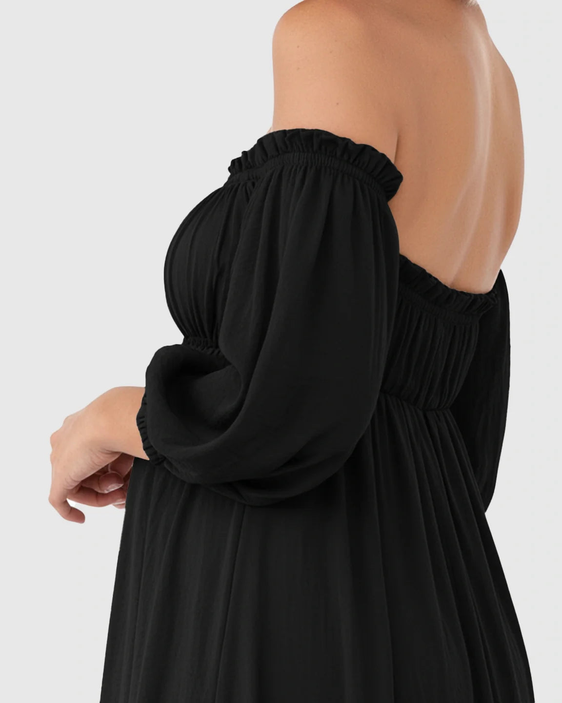 Bump Society – The Comfort Collection: Off-Shoulder Elegant Maternity Maxi Dress