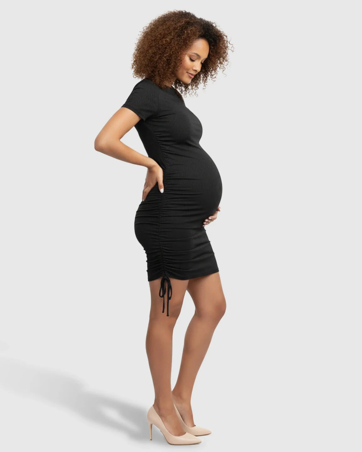 Bump Society – The Comfort Collection: Ruched Bodycon Maternity Mini Dress