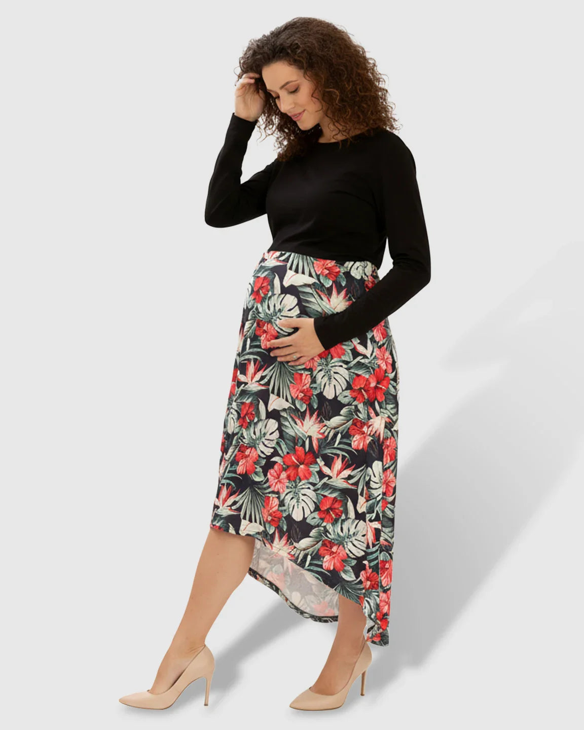 Bump Society – The Nursing Collection: Two-Piece Floral Nursing & Maternity Maxi Dress
