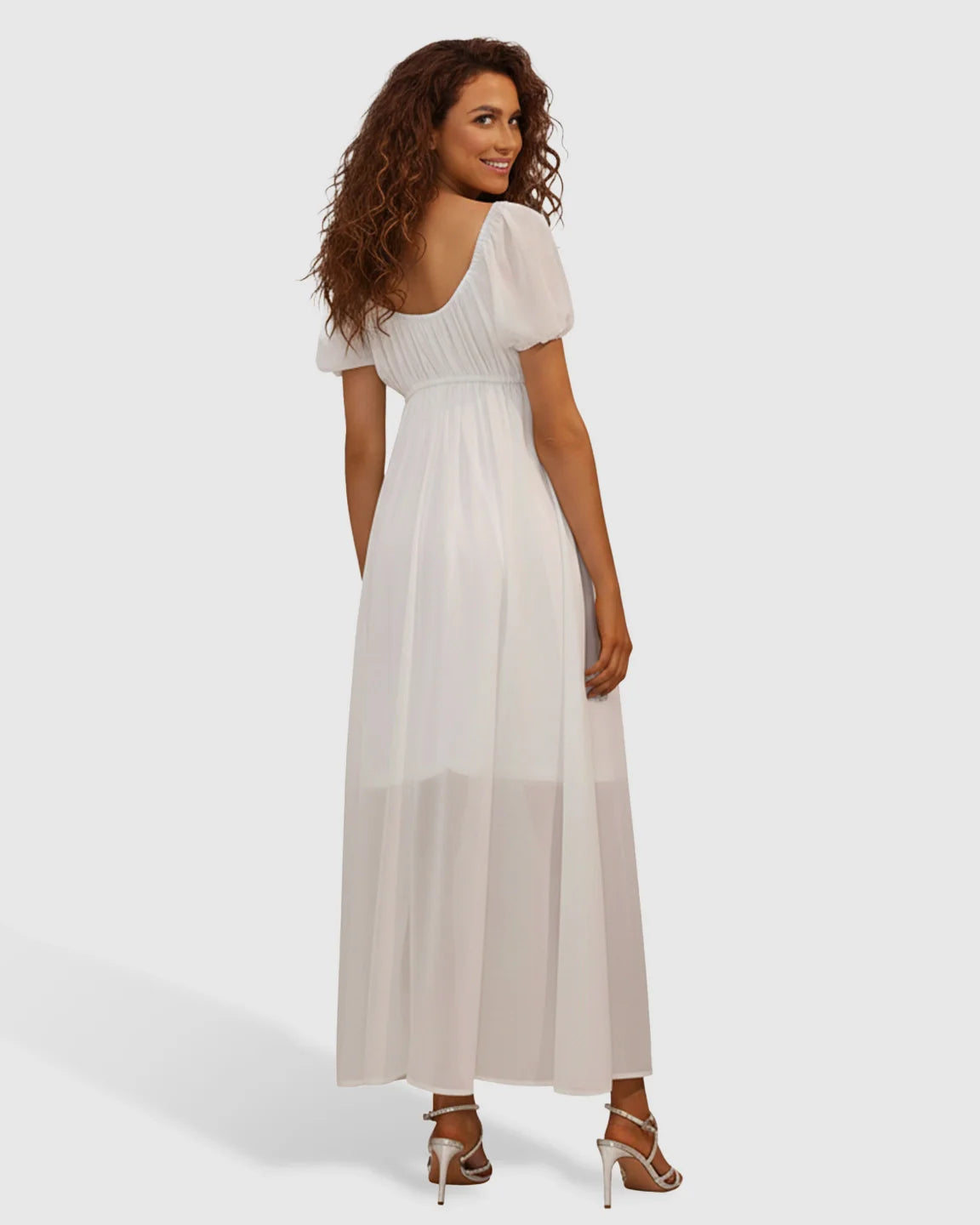Bump Society – The Comfort Collection: Puff Sleeve Empire Waist Maternity Maxi Dress