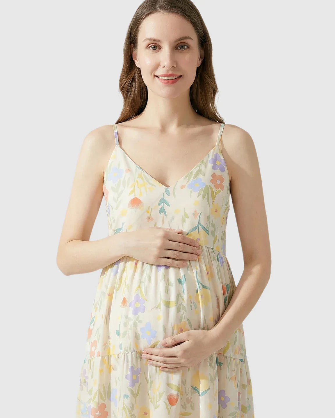 Bump Society – The Comfort Collection: Sleeveless Colorful Flowers Print Maternity Nightdress