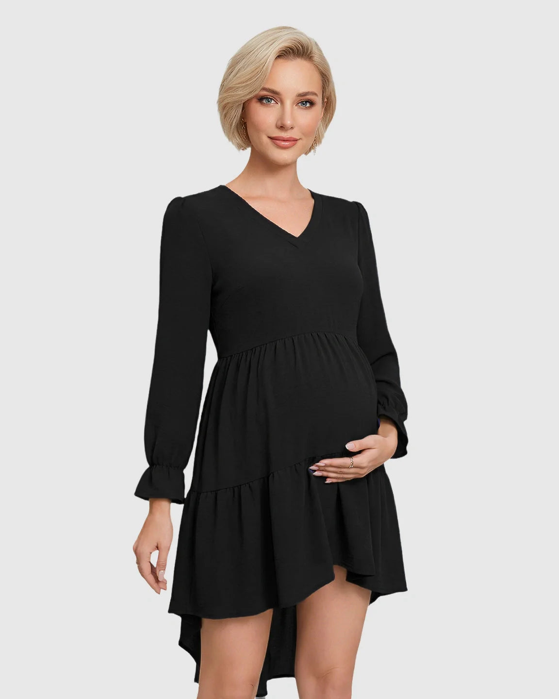 Bump Society – The Comfort Collection: Tie Back Fishtail Hem Maternity Dress