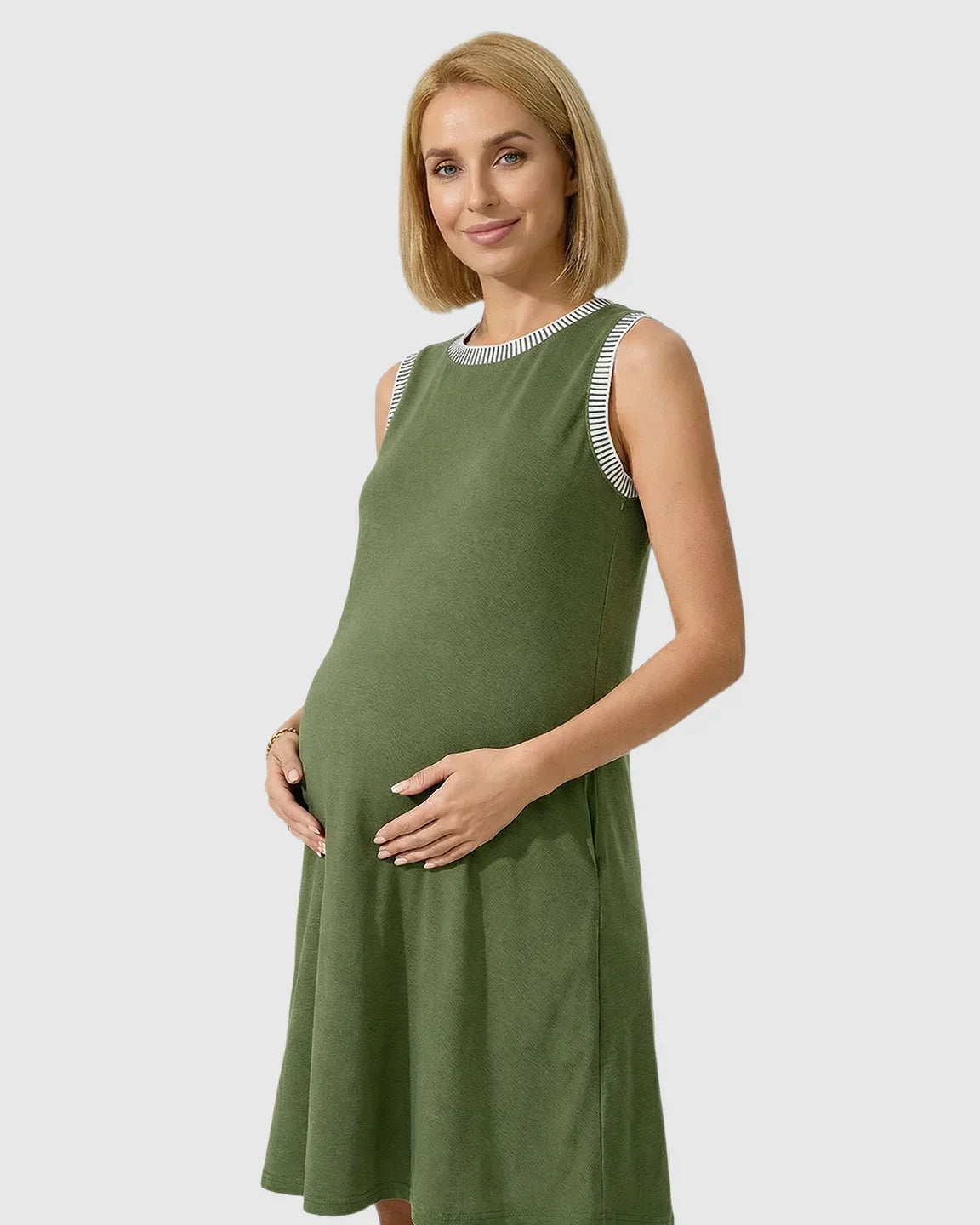 Bump Society – The Comfort Collection: Sleeveless Mid-Waist Umbrella Skirt Maternity Dress