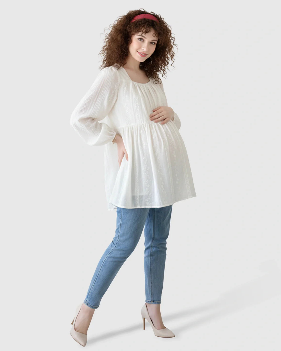 Bump Society – The Comfort Collection: Embroidered Texture Korean Style Maternity Tunic Top